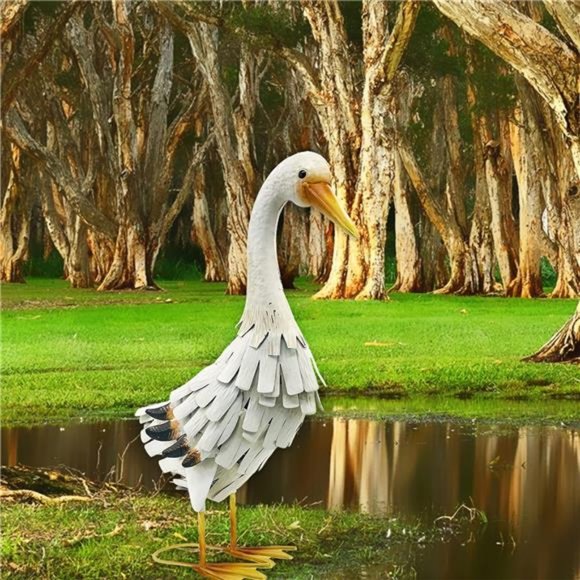 Metal Duck Garden Statue Outdoor Yard Art Sculpture - Picture 2 of 8